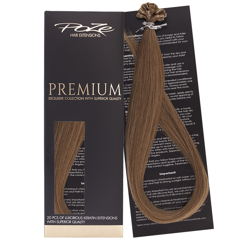 Poze Premium Keratin Extensions Light Brown 8B - 60cm