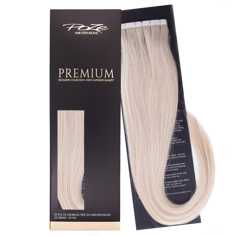 Poze Premium Tape On Hair Extensions - 52g Pure Blonde 12A - 60cm