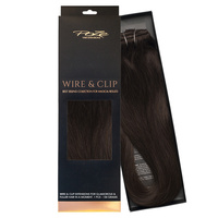 Poze Standard Äkta Löshår Wire & Clip - 130g Dark Espresso Brown 2B - 50cm