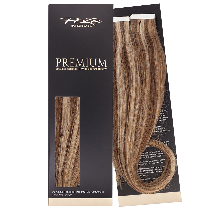 Poze Premium Tape On Hair Extensions - 52g Sandy Brown Mix 10B/7BN - 60cm
