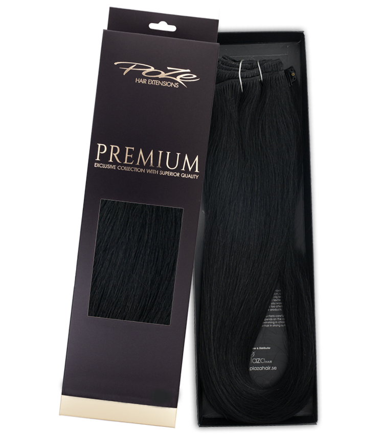 Poze Premium Hair Weft - 110g 1N Midnight Black - 60cm