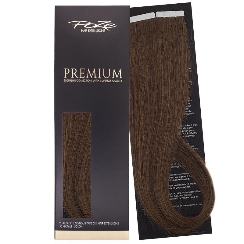 Poze Premium Tape On Hair Extensions - 52g 6B Lovely Brown - 40cm