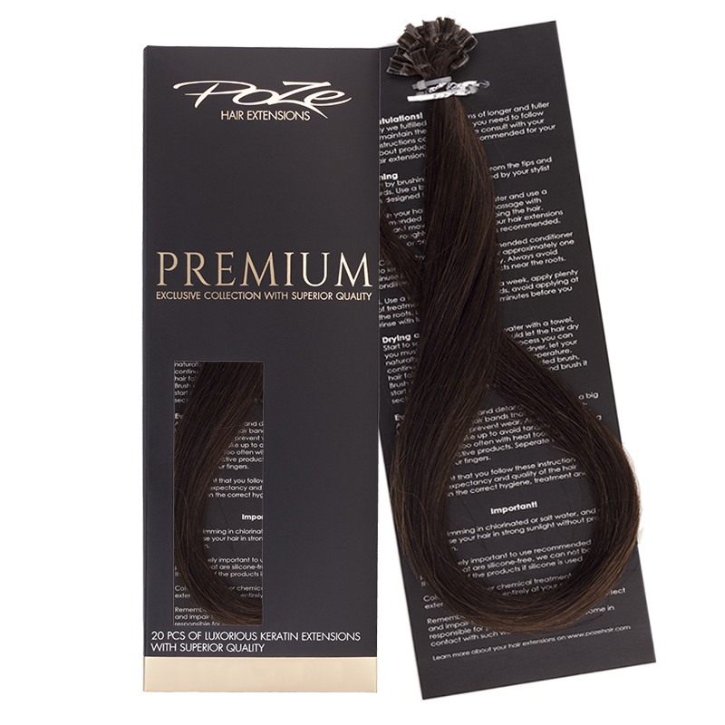 Poze Premium Keratin Extensions 2B Dark Espresso Brown - 40cm
