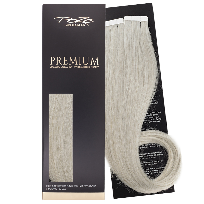 Poze Premium Tape On Hair Extensions - 52g 10AS Titanium Blonde - 50cm