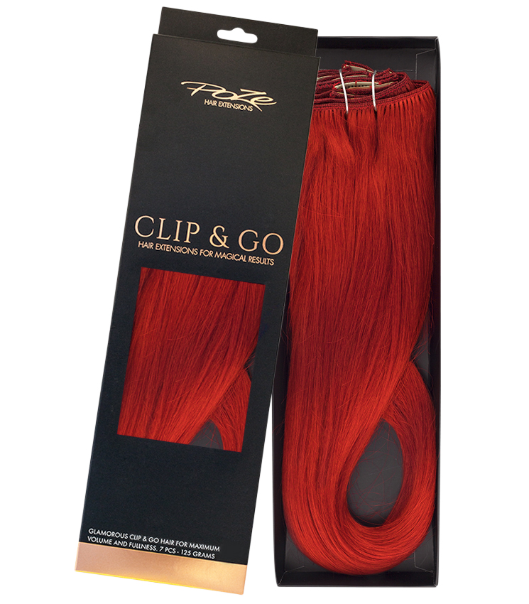 Poze Standard Clip & Go Hair Extensions - 130g Bright Red 8R - 70cm