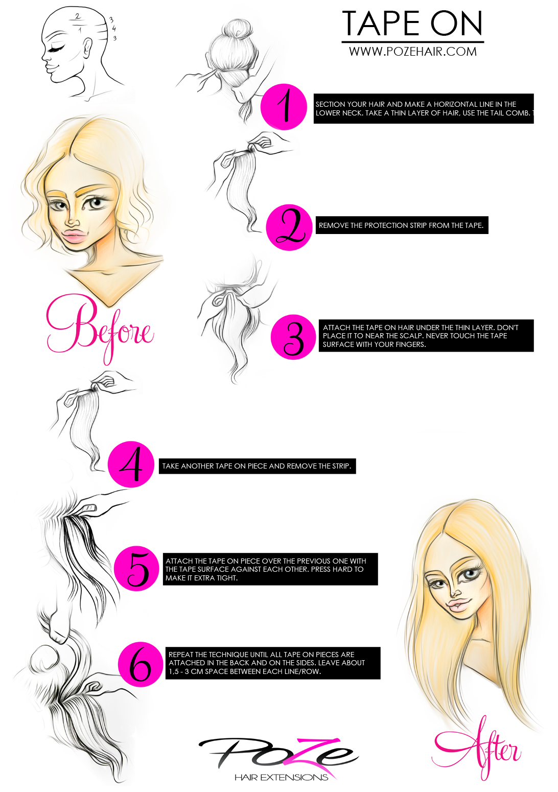 Poze Premium Tape On Hair Extensions - 70g Light Brown 8B - 70cm