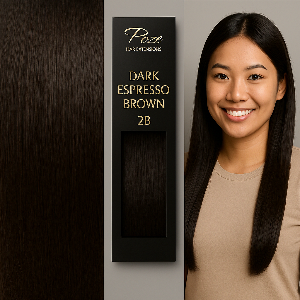 Poze Premium Keratin Extensions 2B Dark Espresso Brown - 40cm - 17g