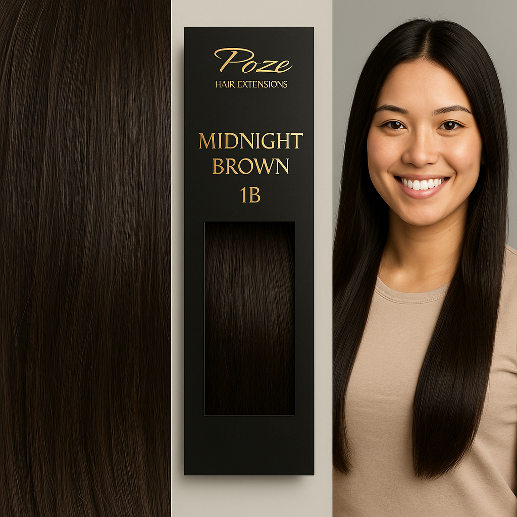 Poze Premium Keratin Extensions 1B Midnight Brown - 40cm - 17g