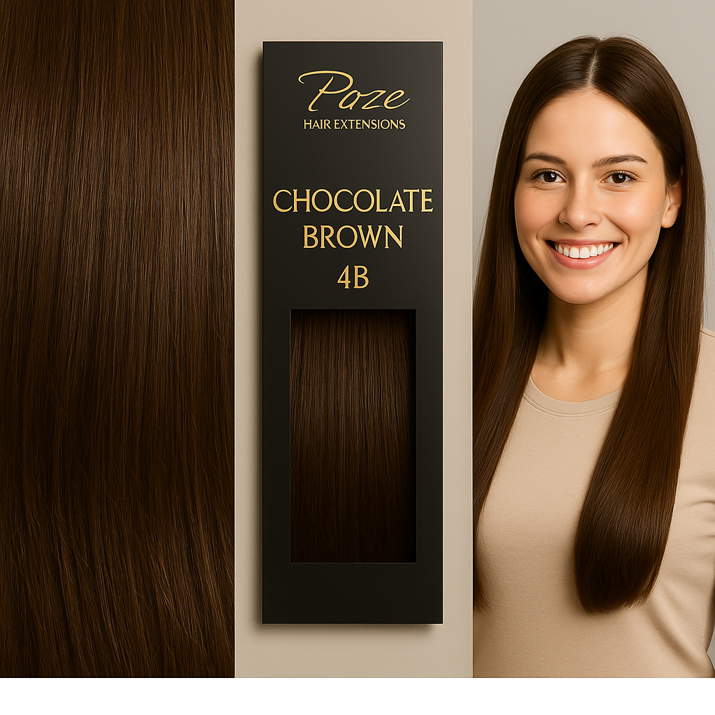 Poze Premium Keratin Extensions 4B Chocolate Brown - 40cm - 17g