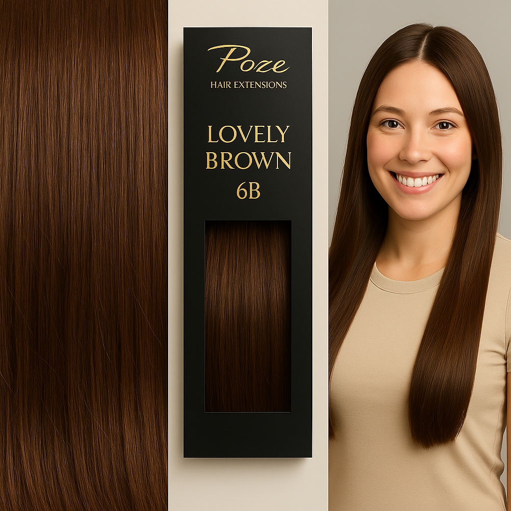 Poze Premium Keratin Extensions 6B Lovely Brown - 40cm - 17g