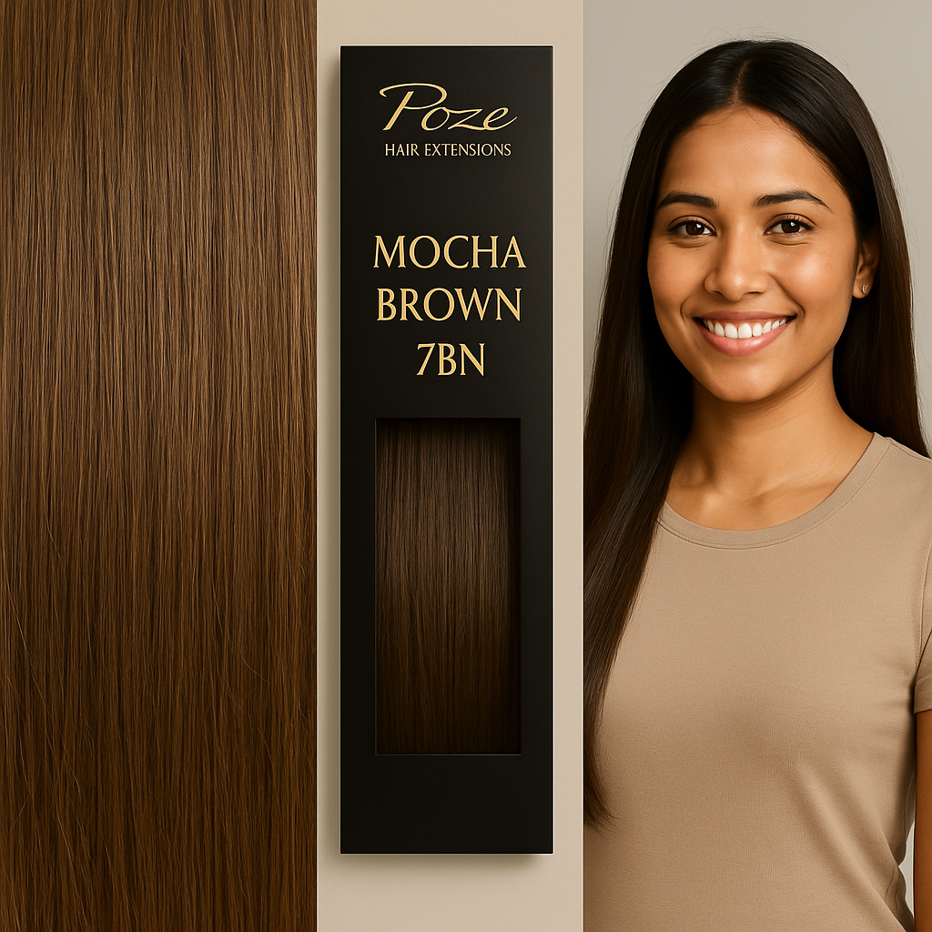 Poze Premium Keratin Extensions 7BN Mocha Brown - 40cm - 17g
