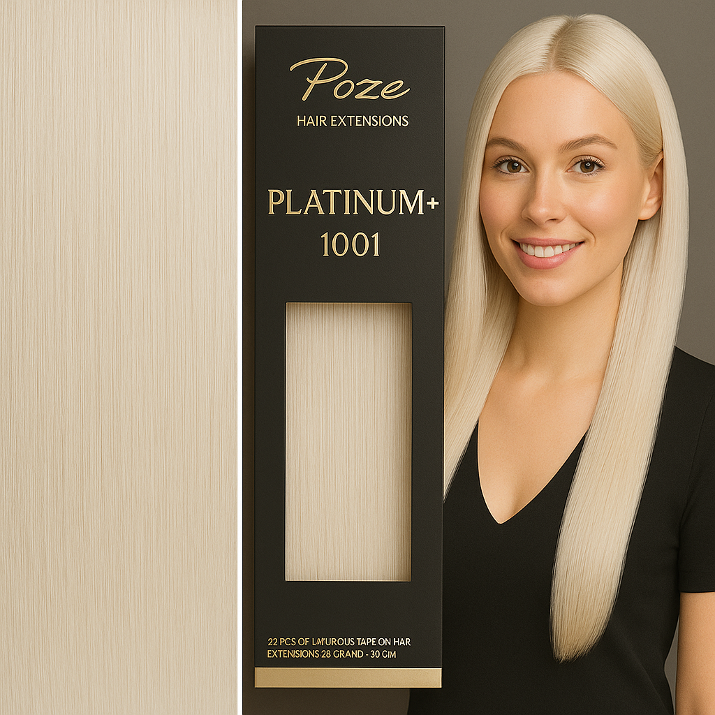 Poze Premium Hårträns Hårförlängning - 110g Platinum+ 1001 - 50cm
