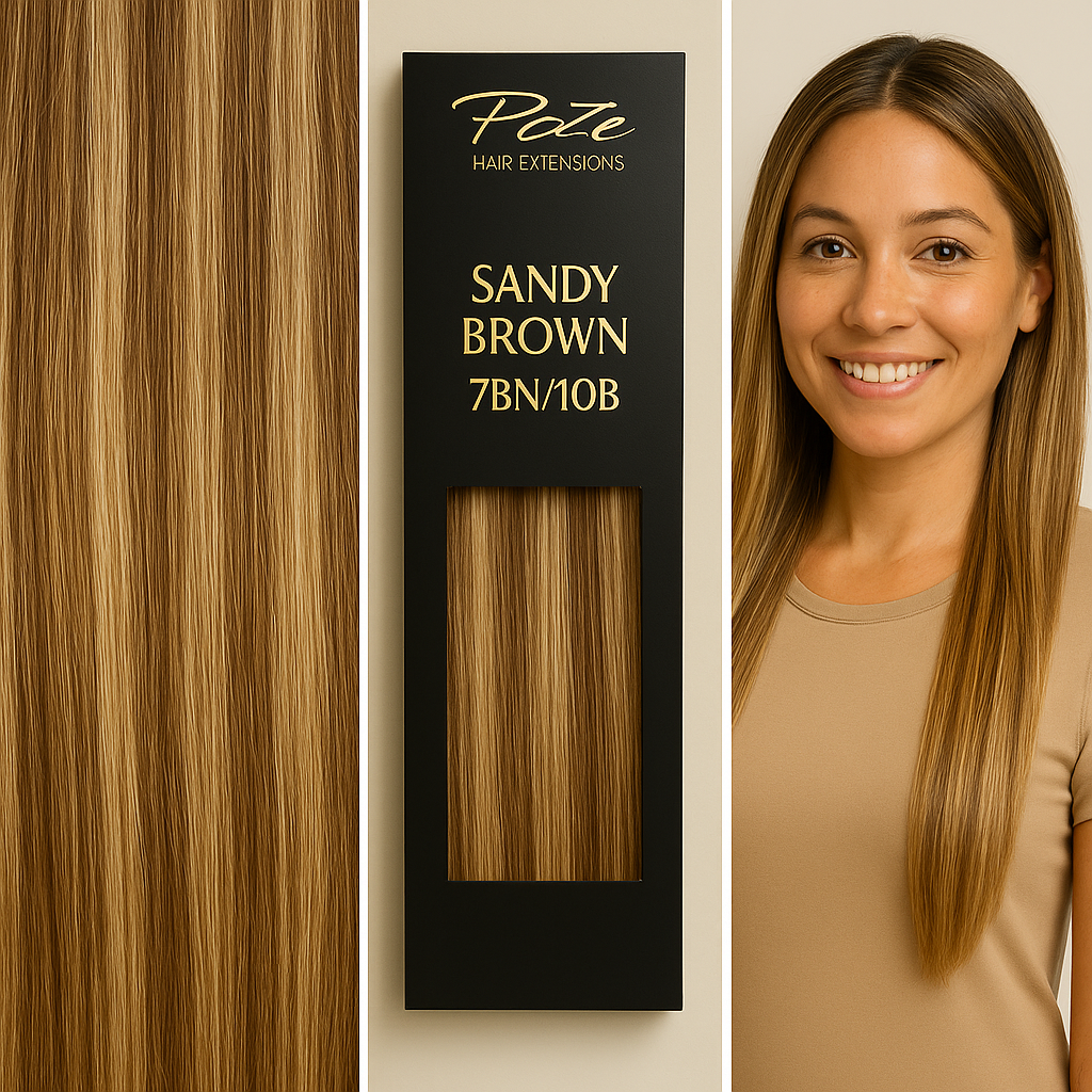 Poze Premium Keratin Extensions 7BN/10B Sandy Brown Mix - 40cm - 17g