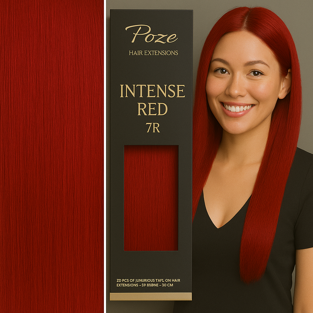 Poze Standard Tape On Extensions - 50g Intense Red 7R - 30cm
