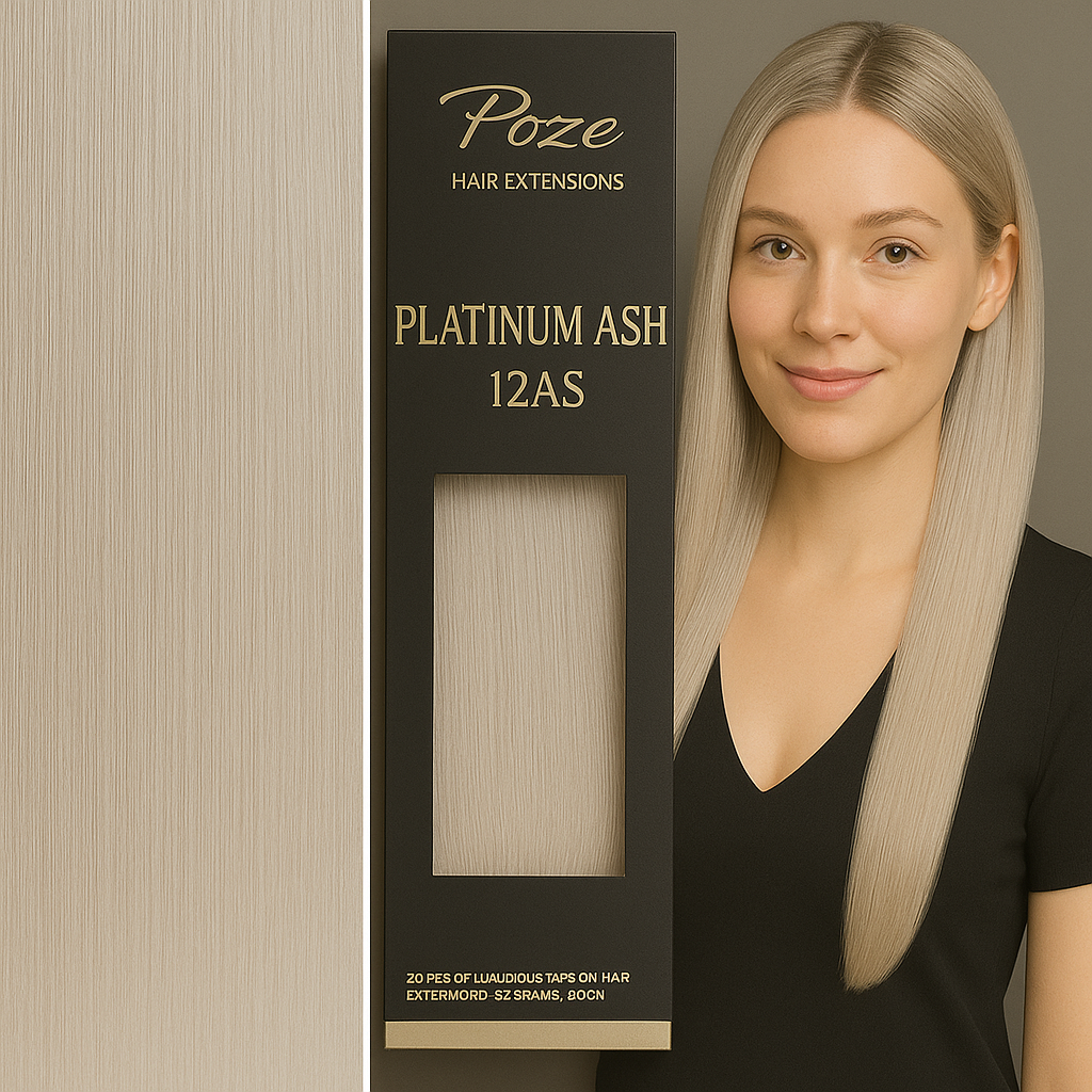 Poze Premium Hårträns Hårförlängning - 110g Platinum Ash 12AS - 50cm