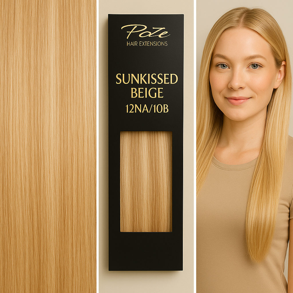 Poze Premium Hårträns Hårförlängning - 110g Sunkissed Beige 12NA/10B - 50cm