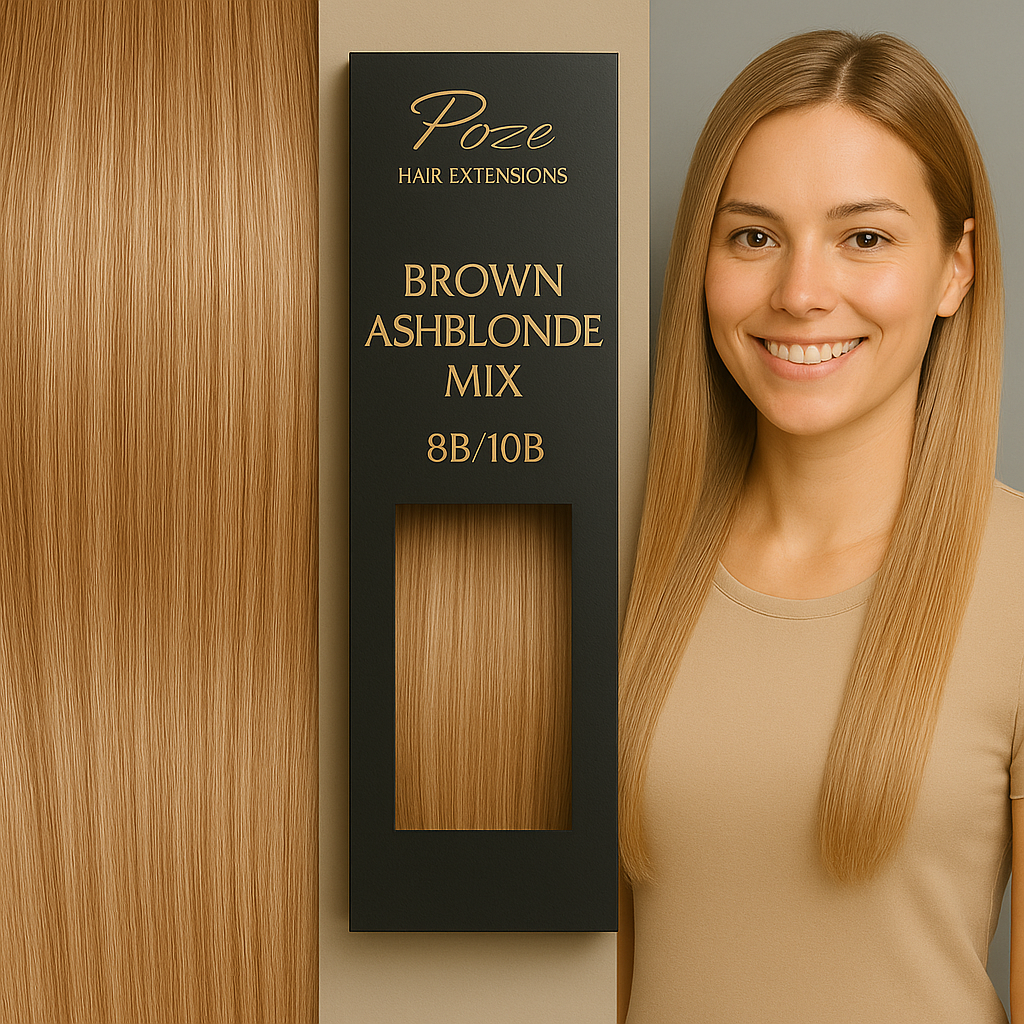 Poze Standard Hårträns Hårförlängning - 110g Brown Ashblonde Mix 8B/10B - 50cm