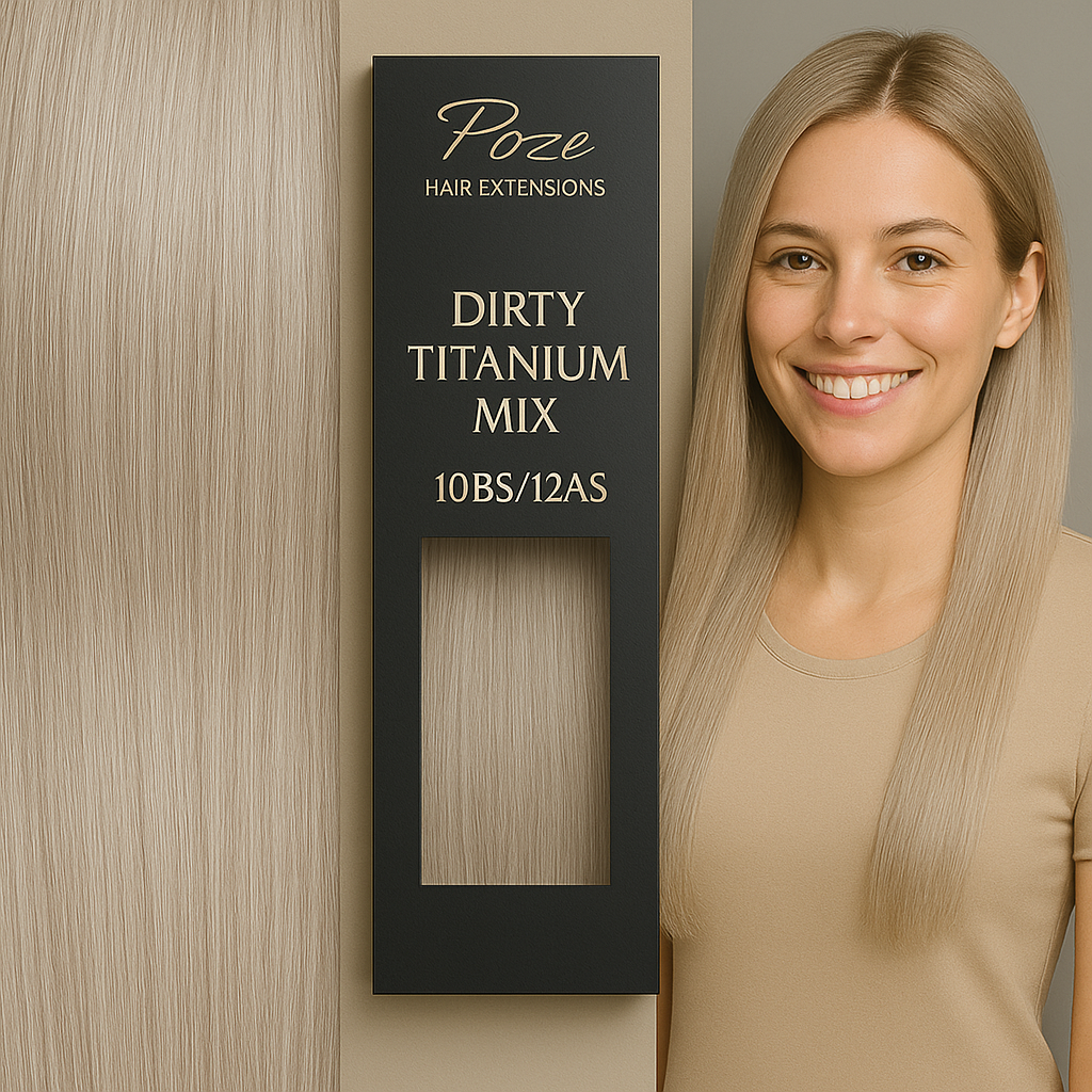 Poze Premium Clip & Go Löshår - 125g Dirty Titanium Mix 10BS/12AS - 50cm