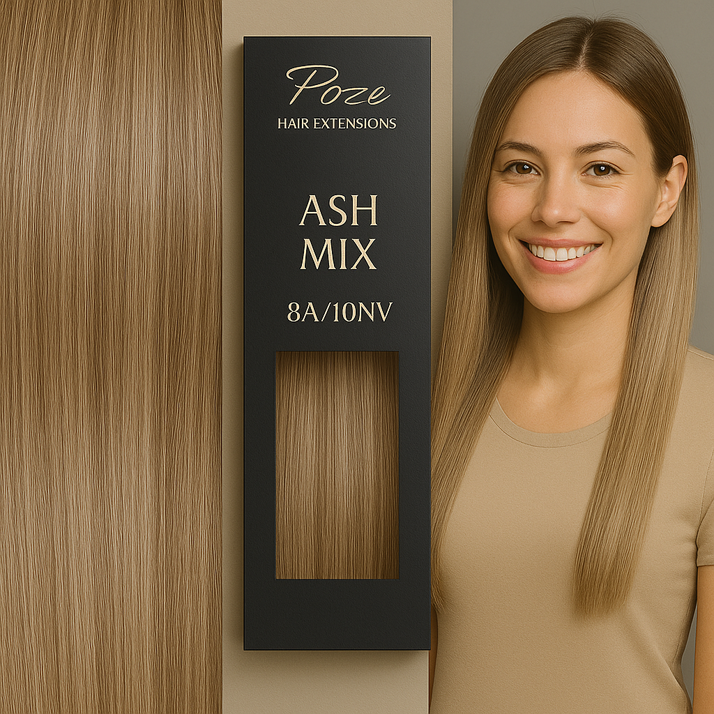 Poze Premium Keratin Extensions 8A/10NV Ash Mix - 40cm - 17g