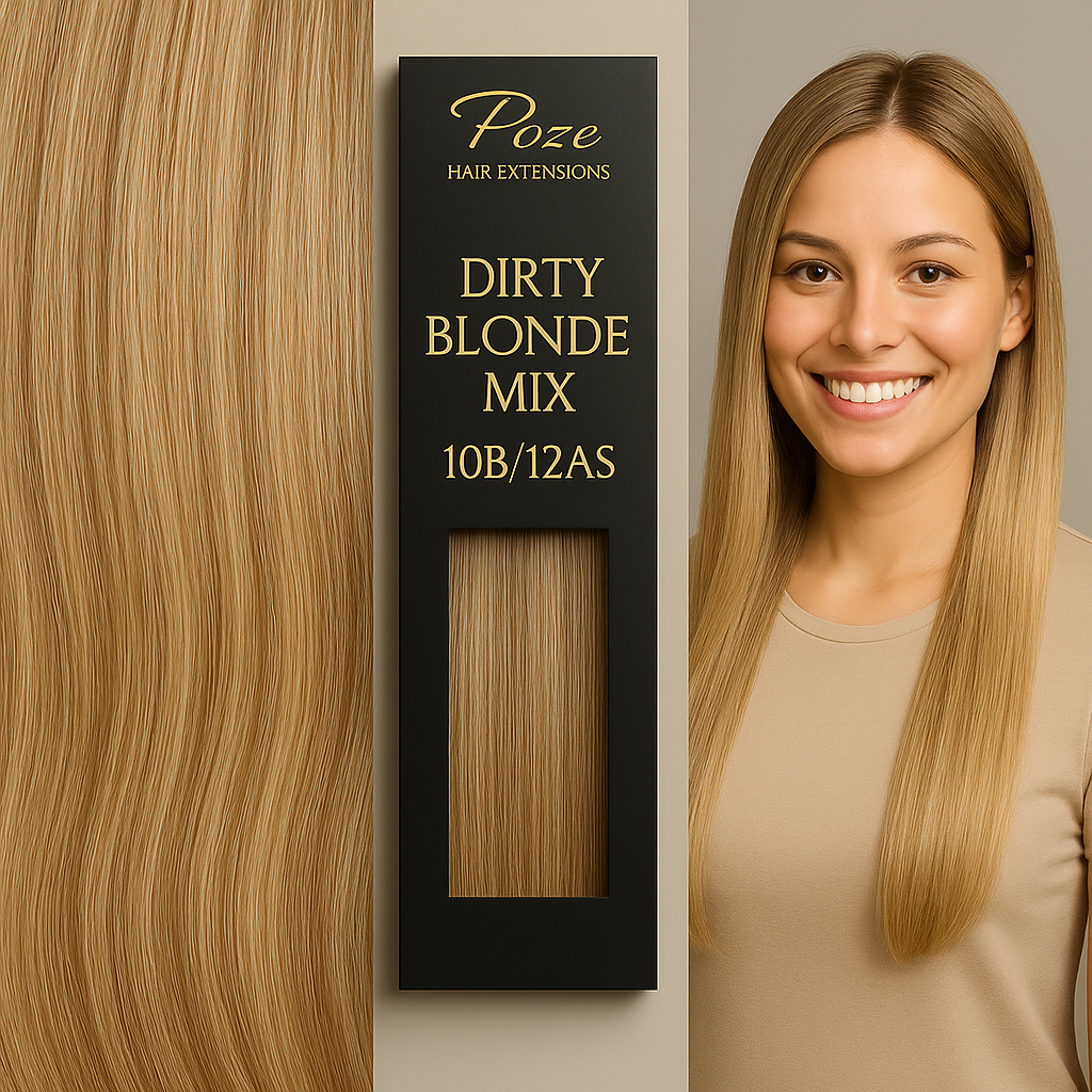 Poze Standard Tape On Extensions - 50g Dirty Blonde Mix 10B/12AS - 30cm