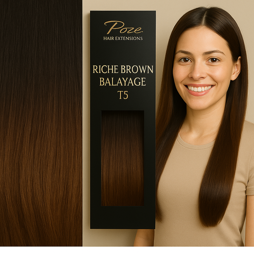 Poze Standard Tape On Extensions - 50g Riche Brown Balayage T5 - 50cm