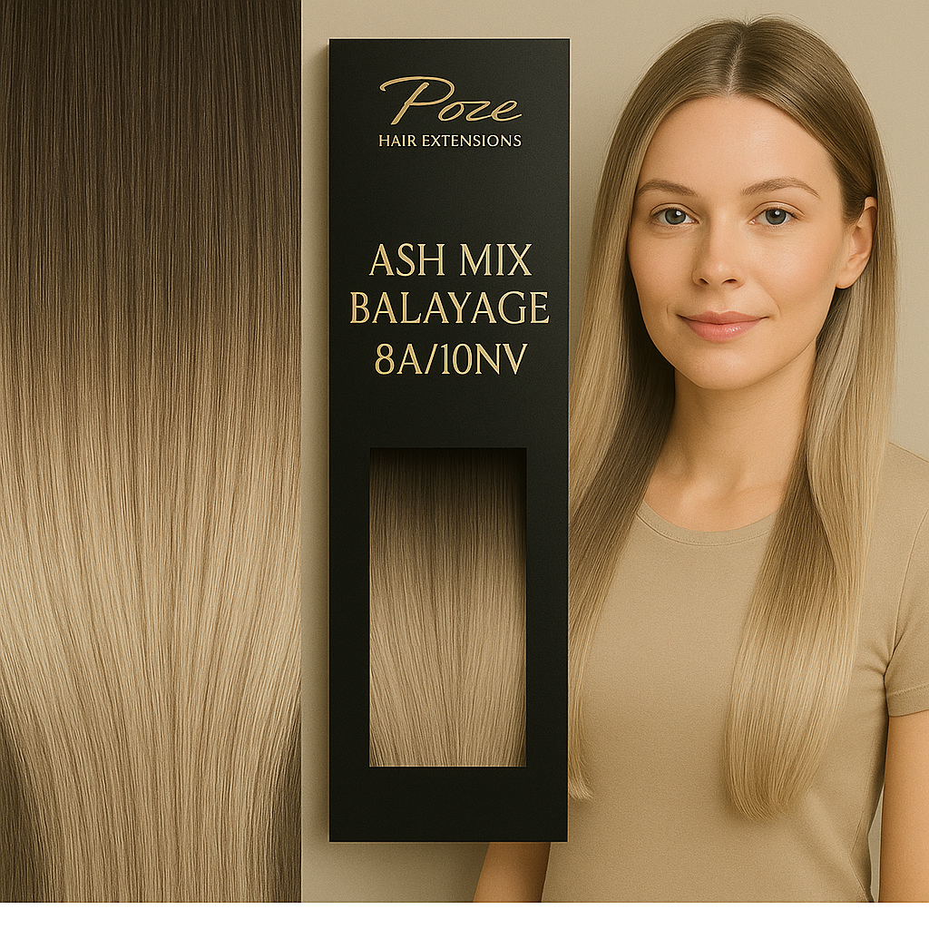 Poze Premium Keratin Extensions Ash Mix Balayage 8A/10NV - 50cm - 17g